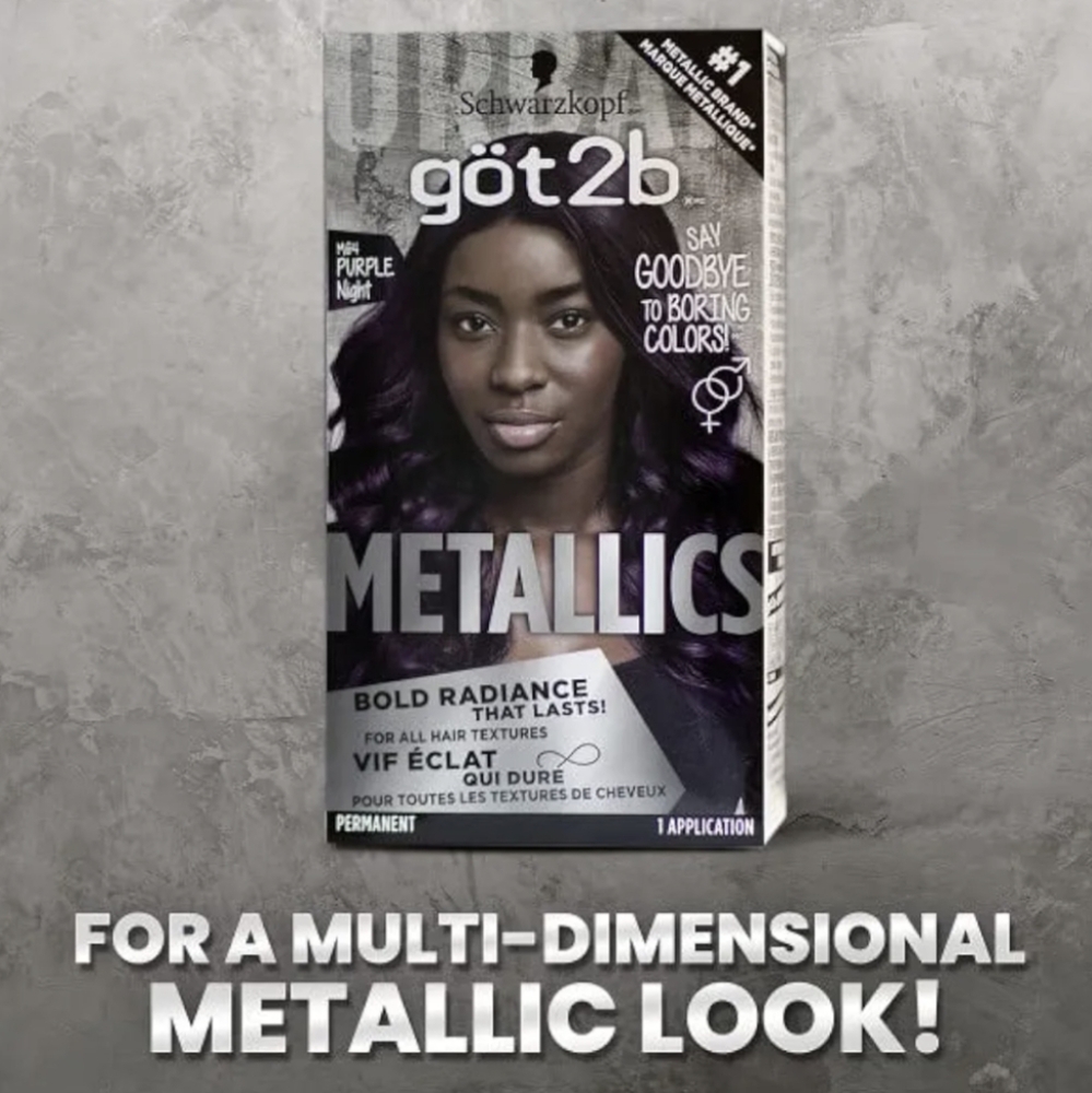Got2b Metallics Permanent Hair Color, M64 Purple Night Charcoal